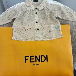 Fendi Kids Polka Dot Blouse in White and Black